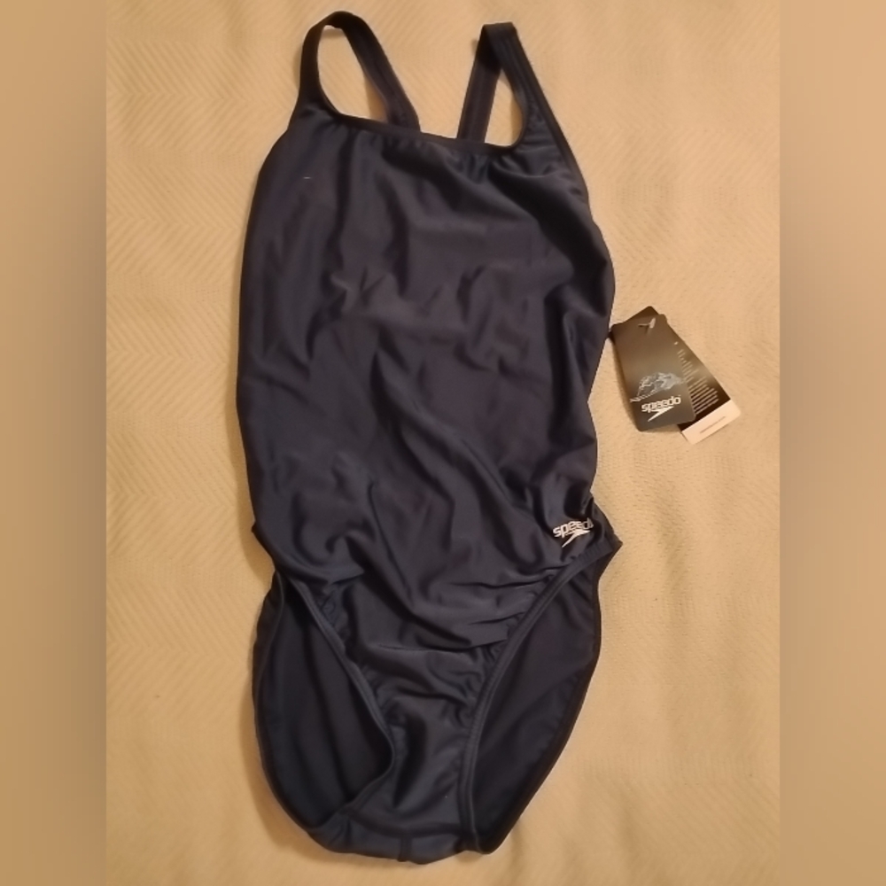 Speedo Competitive Bathing Swim Suit Team Navy Blue F ProLT Supro-A 12/38 Meet